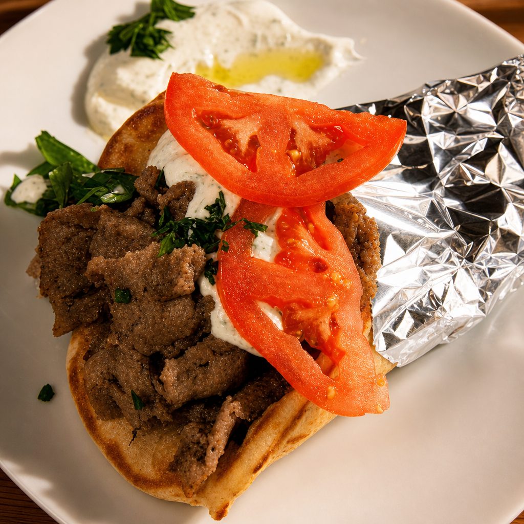 Beef & Lamb Gyro Sandwich.