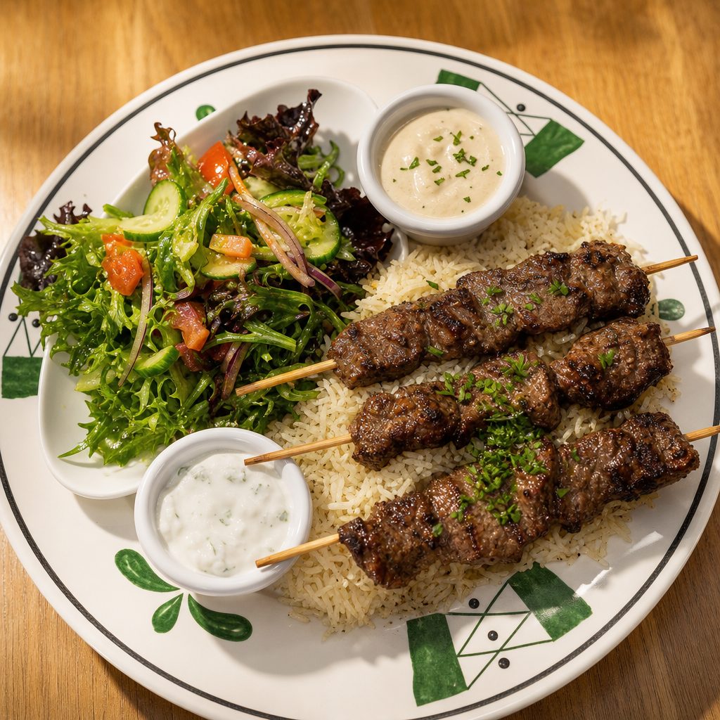 Beef Kabob Plate.