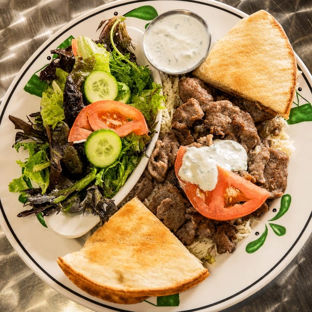 Beef & Lamb Gyro Plate.
